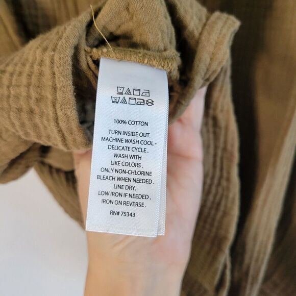 Cynthia Rowley Wome'n Gauze Cotton Ruffled Off  Shoulder Green Top Size - Picture 3 of 5